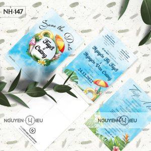 Thiệp cưới biển màu xanh